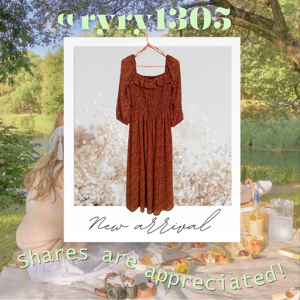 🎉4X HP!🎉 Women’s Code Mode Smocked Long Sleeve Floral Cottagecore Dress Sz S